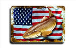 American Flag Redfish Red Drum Spottail Bass Saltwater Fishing Sticker Decal