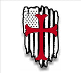 Knights Templar Cross American Flag Catholic Christian Mason Sticker Decal