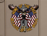 Battlefield Cross Home of The Free, Because of The Brave Military US Army Veteran Sticker Decal