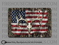 American Flag White Tail Buck Deer Skull Hunting Sticker Decal