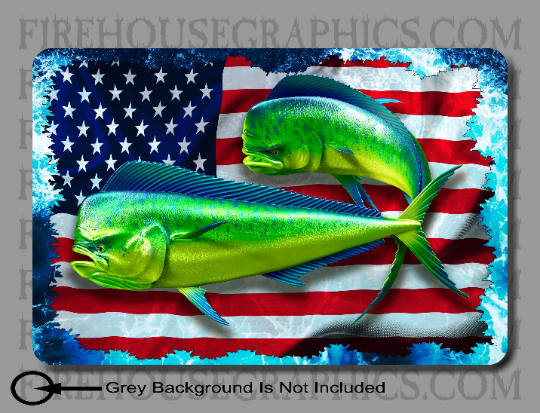 American flag Dorado Mahi Salt Water Offshore Fishing sticker decal –  Firehouse Graphics