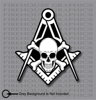 Skull and Cross Bones Square Compass Mason Masonic Freemason decal sticker